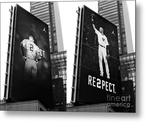 Derek Jeter Re2pect Billboard Collage Metal Print featuring the photograph Derek Jeter Re2pect Billboard Collage New York City by John Rizzuto
