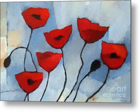 Poppies Metal Print featuring the painting Red Poppies #1 by Lutz Baar