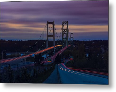 Tacoma Metal Print featuring the photograph Tacoma Narrows Bridge #1 by Thomas Hall