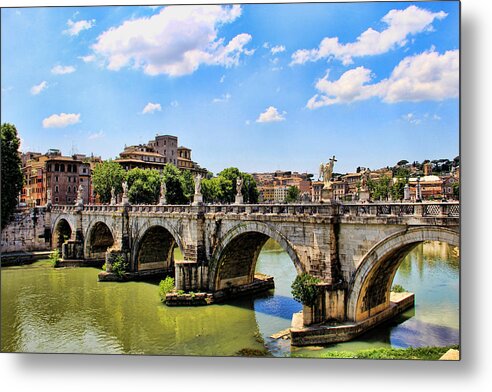 Landscape Metal Print featuring the photograph A Bridge in Rome by Oscar Alvarez Jr