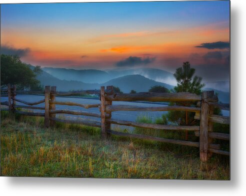 Blue Ridge Parkway Metal Print featuring the painting A New Beginning - Blue Ridge Parkway Sunrise I by Dan Carmichael