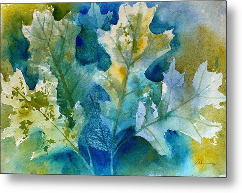 Watercolor Print Metal Print featuring the painting Autumn Oak Leaves by Janet Zeh
