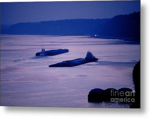 Barges Metal Print featuring the photograph Barges on the Mississippi by Garry McMichael