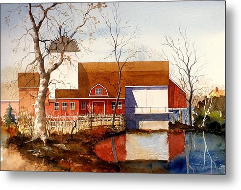 Watercolor Metal Print featuring the painting Bucks County Playhouse by William Renzulli