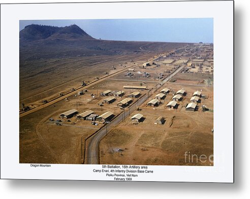 A Battery Metal Print featuring the photograph Aerial of Camp Enari 4th ID base camp Dragon Mountain Vietnam 1969 by Monterey County Historical Society