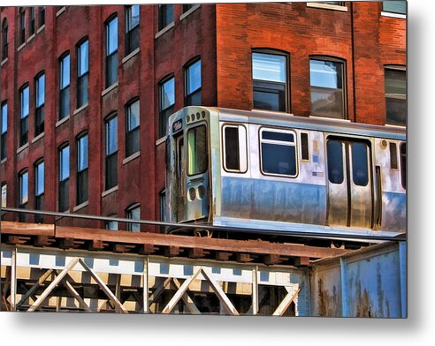 Chicago Metal Print featuring the painting Chicago El and Warehouse by Christopher Arndt