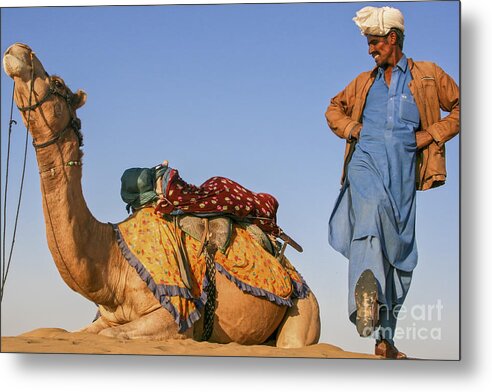 Adventure Metal Print featuring the photograph Desert Dance Of The Dromedary and The Camel Driver by Jo Ann Tomaselli
