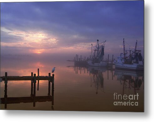 Swansboro North Carolina Metal Print featuring the photograph Foggy Sunset over Swansboro by Benanne Stiens