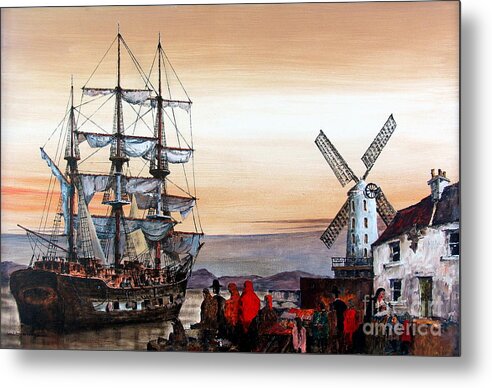 Val Byrne Metal Print featuring the painting Jeanie Johnston Famine Ship by Val Byrne