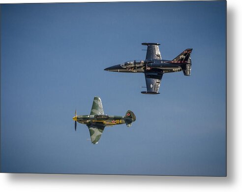 Air Show Metal Print featuring the photograph Jet vs Plane by Bradley Clay