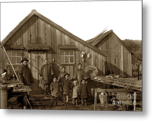 Jung San Choy Metal Print featuring the photograph Jung San Choy and Chinese family Pescadero village Pebble Beach California Circa 1895 by Monterey County Historical Society