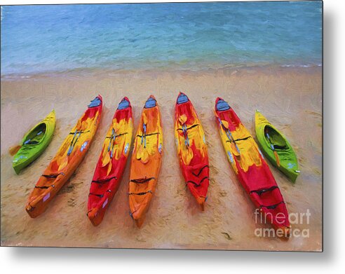 Kayaks Metal Print featuring the photograph Kayaks at Manly by Sheila Smart Fine Art Photography