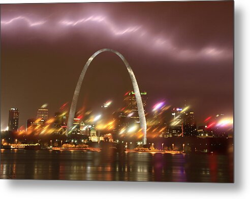 St. Louis Metal Print featuring the photograph Lightning over the Arch by Garry McMichael