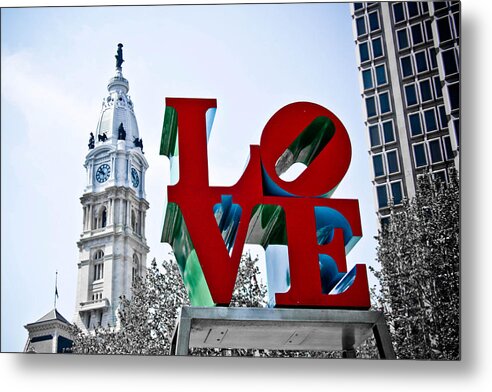 Love Park Metal Print featuring the photograph Love Park and City Hall by Stacey Granger