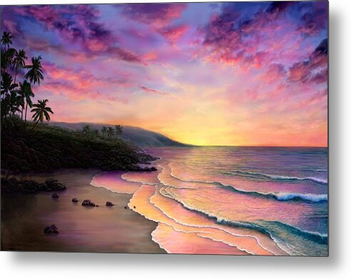 Maui Sunset Metal Print featuring the painting Maui Sunset by Stephen Jorgensen