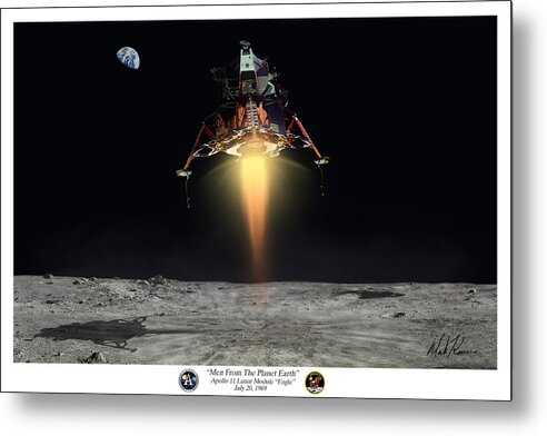 Apollo Metal Print featuring the painting Men From The Planet Earth by Mark Karvon