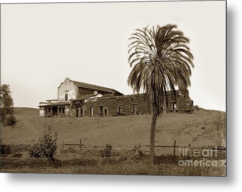 Mission Metal Print featuring the photograph Mission San Diego de Alcala California circa 1890 5x8 Glass Neg. by Monterey County Historical Society