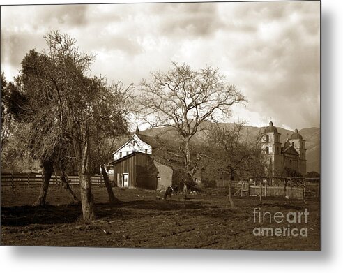 Santa Barbara Metal Print featuring the photograph Santa Barbara Mission California Circa 1890 by Monterey County Historical Society