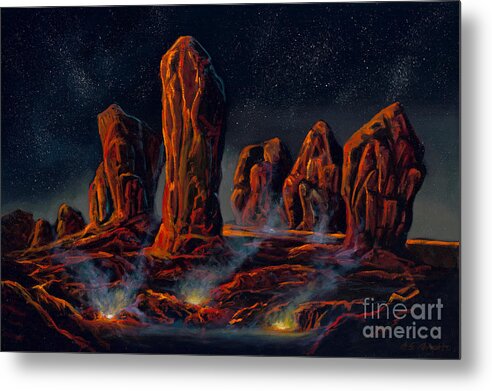 Southwest Metal Print featuring the painting Sentinel Conclave by Birgit Seeger-Brooks