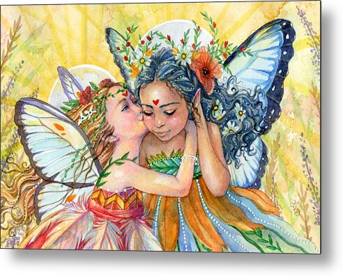 Fairy Metal Print featuring the painting Sisters by Sara Burrier