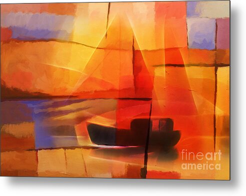 Abstract Paintings Metal Print featuring the painting Slow Boat by Lutz Baar