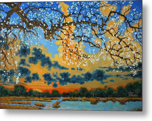 Cherry Tree Metal Print featuring the painting Spring on the Marsh by Dwain Ray
