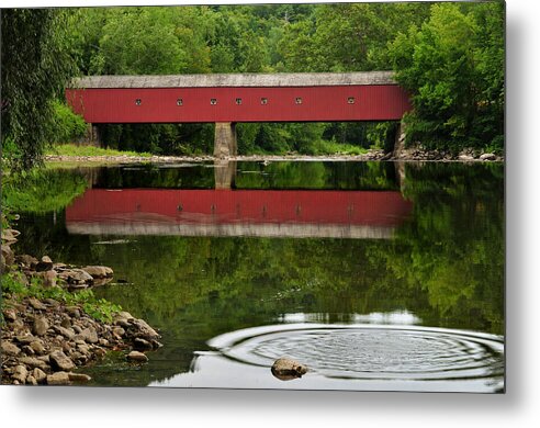 Connecticut Metal Print featuring the photograph Summer Reflections at West Cornwall Covered Bridge by TS Photo