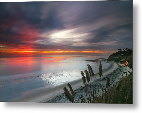 Sunset Metal Print featuring the photograph Sunset at Swamis Beach 4 by Larry Marshall