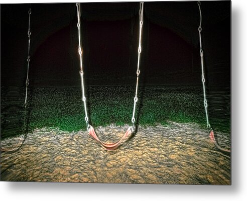 Swings Metal Print featuring the photograph Swings in The Night by Kellice Swaggerty