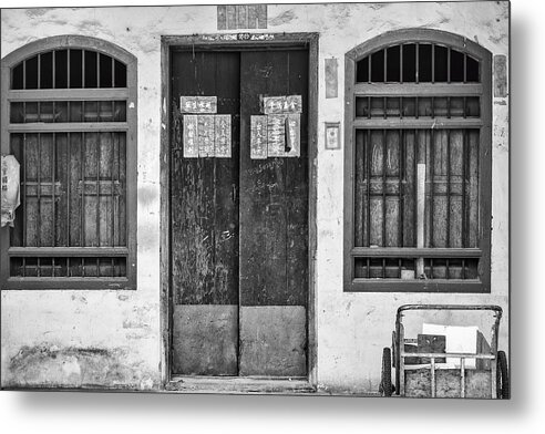 Phuket Metal Print featuring the photograph Thai House in Black and White by Georgia Clare