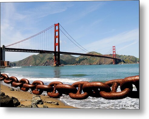 Golden Gate Metal Print featuring the photograph The Chain on the Gate by Ken Arcia