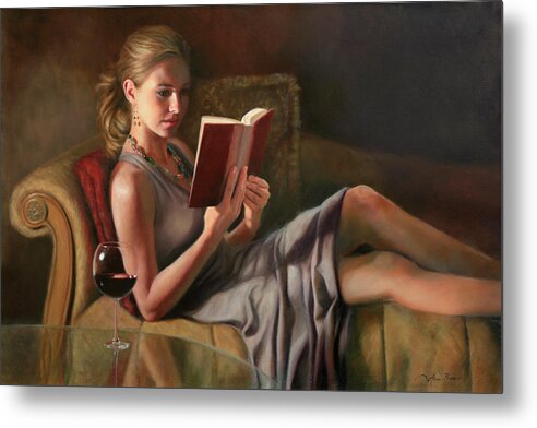 Oil Portrait Metal Print featuring the painting The Perfect Evening by Anna Rose Bain