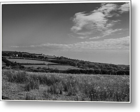 Welsh Countryside Metal Print featuring the photograph Welsh Countryside in mono by Georgia Clare