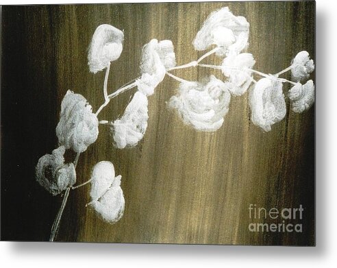  Flower Metal Print featuring the painting White Orchid by Fereshteh Stoecklein
