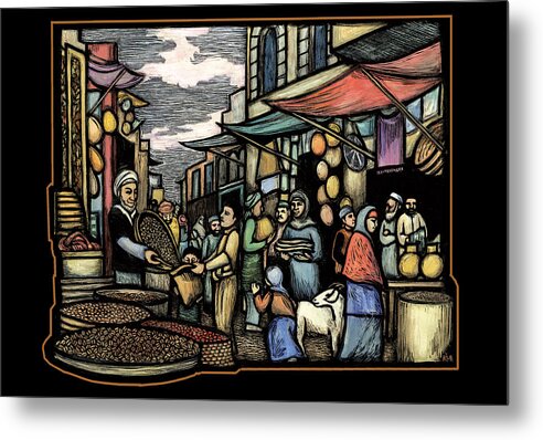 Coffee Metal Print featuring the jewelry Yemeni market by Ricardo Levins Morales