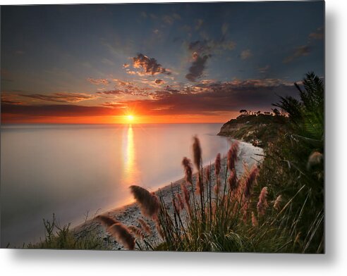 Sunset Metal Print featuring the photograph Sunset at Swamis Beach 2 by Larry Marshall
