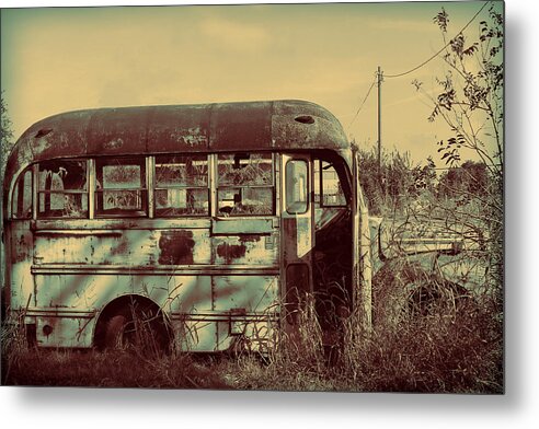 School Bus Metal Print featuring the photograph Children Gone Away by Tony Grider