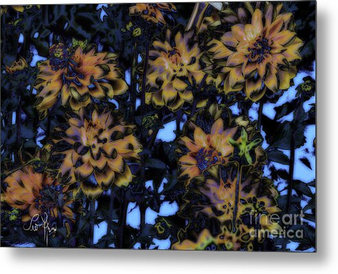 Flowers Metal Print featuring the digital art Flowers At Night by Leo Symon