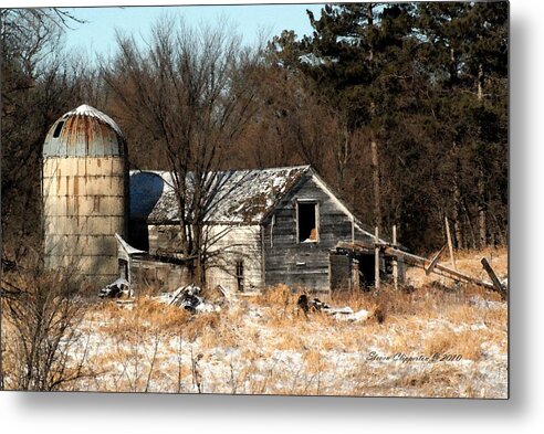 Nature Metal Print featuring the photograph Old Barn and Silo by Steven Clipperton