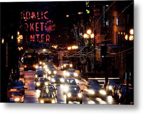 Night Metal Print featuring the photograph Pike Place Market at Night J392 by Yoshiki Nakamura