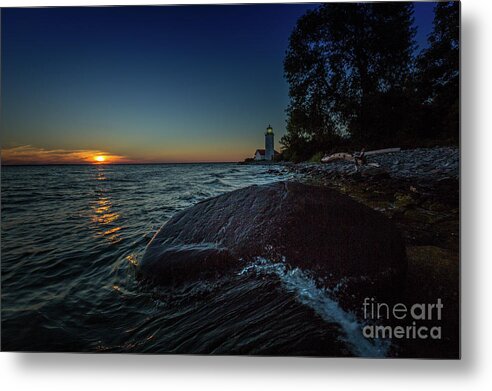 Blue Metal Print featuring the photograph Nine Mile Point Lighthouse #2 by Roger Monahan