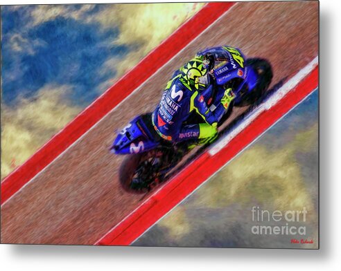 Valentino Rossi Metal Print featuring the photograph 2018 Motogp Valentino Rossi Sky Track by Blake Richards
