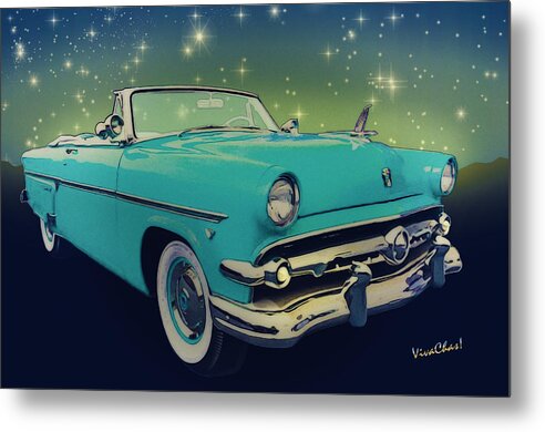 1954 Metal Print featuring the photograph 54 Ford Sunliner Date Night Saturday Night by Chas Sinklier