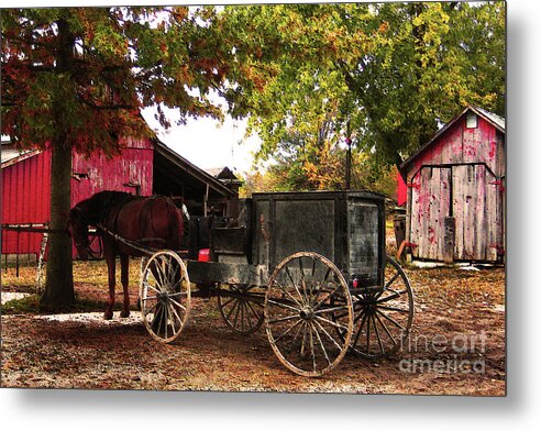 Amish Metal Print featuring the photograph Amish Farm Wagon by Terril Heilman