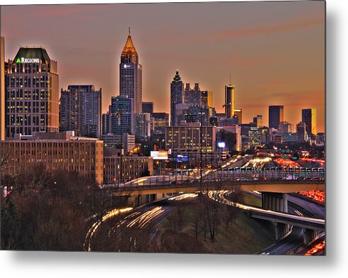 Atlanta Metal Print featuring the photograph Atlanta, Georgia - Downtown @ Sunset by Richard Krebs
