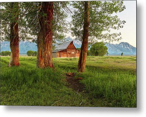 Photograph Metal Print featuring the photograph Barn on the Path by Jon Glaser