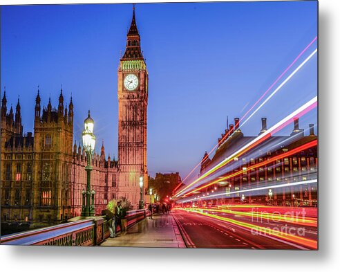 Big Ben Metal Print featuring the photograph Big Ben by Night by Stacey Granger