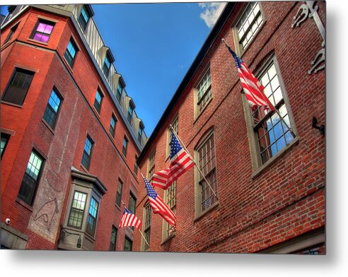 Us Flags Metal Print featuring the photograph Blackstone Block Historic District - Boston by Joann Vitali