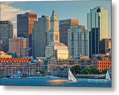 Boat Metal Print featuring the photograph Boston Sunset Sail by Susan Cole Kelly