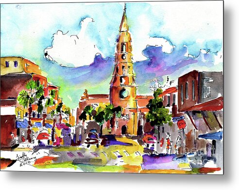 Charleston Metal Print featuring the painting Charleston North Market Street by Ginette Callaway